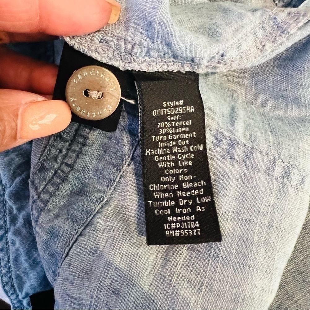 Sanctuary Chambray Playa drawstring Fray Hem Shorts - Picture 6 of 6